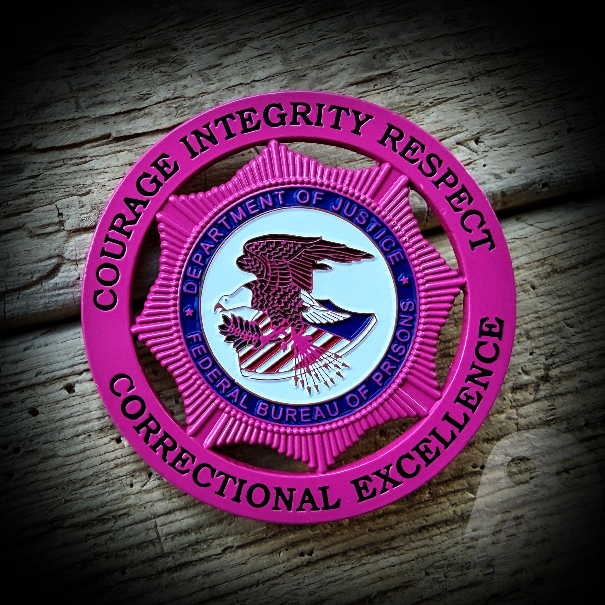 PINK - US Bureau of Prisons Corrections Officer Pink Badge
